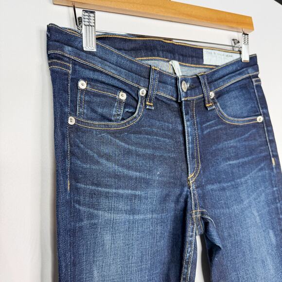 Rag & Bone Womens Size 27 Skinny Jeans in Kensington Dark Wash Denim Whiskering - Picture 5 of 11